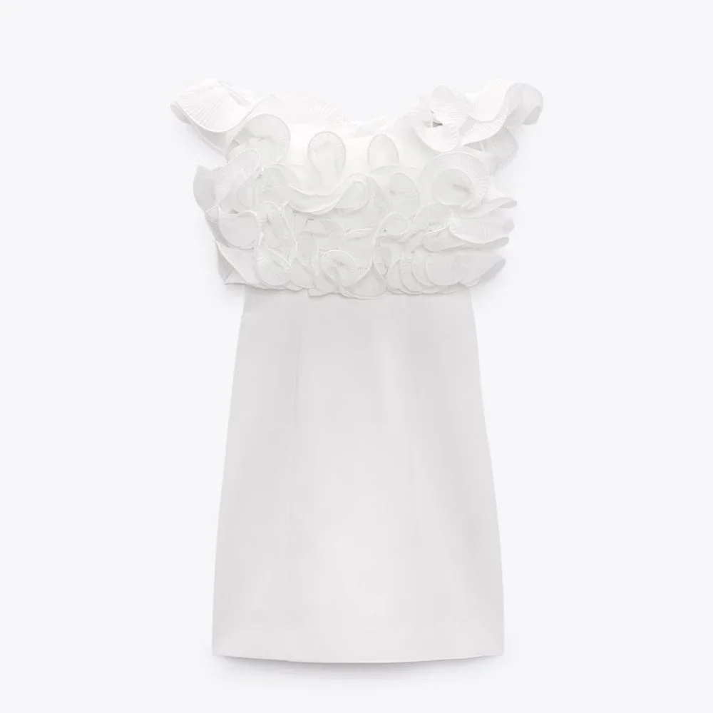 Zara Pleated Ruffle Mini Dress - Picture 6 of 13